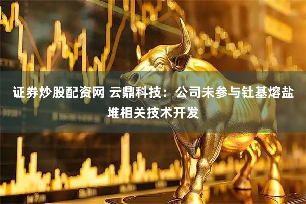 证券炒股配资网 云鼎科技：公司未参与钍基熔盐堆相关技术开发